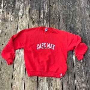 vintage red and white Russel Athletic Cape May New Jersey Crew Neck Sweatshirt M